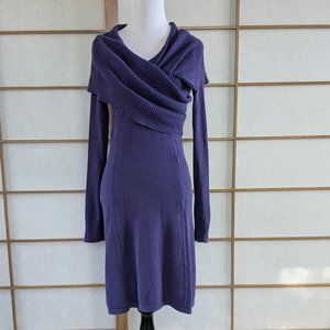 Athleta Sochi Deep Purple Cotton/Wool Sweater Dress Size XXS